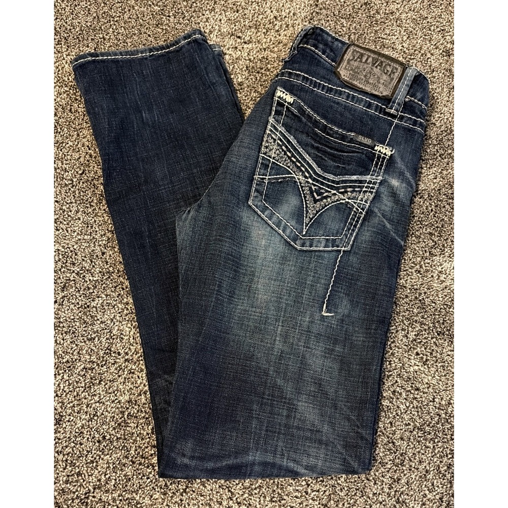 Salvage Supply Havoc Buckle Jeans Mens 31L Straight Slim Fit Denim SLVG 23-460